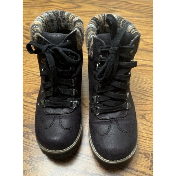 Cliffs by White Mountain Ankle Boot Womens 6M Lace Up Black Hiker Bootie - Picture 2 of 9